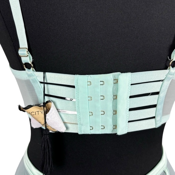 FELICITY HAYWARD LONGLINE SELF LOVE CURVE BRA GARTER BELT MINT LINGERIE SET - Picture 14 of 15